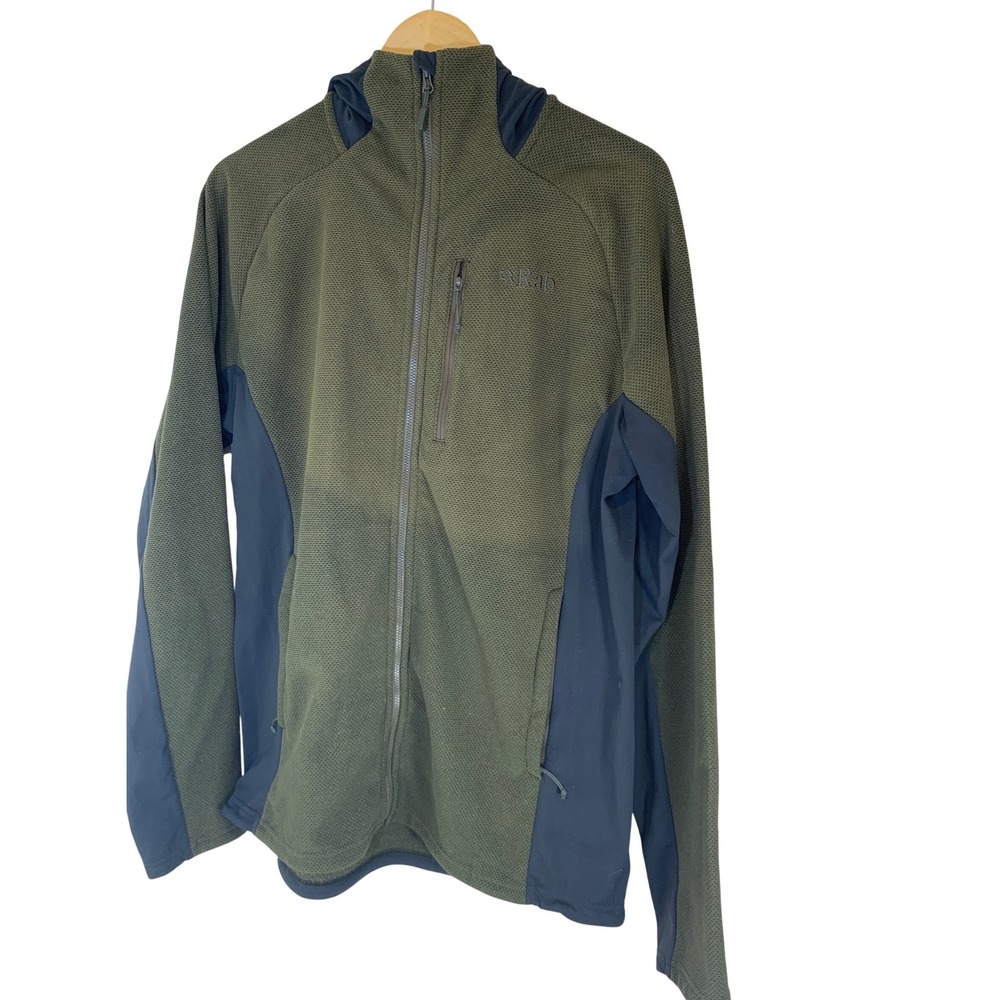 Rab Nucleus Hooded Fleece Jacket Large Olive Gorpcore Hiking Mens